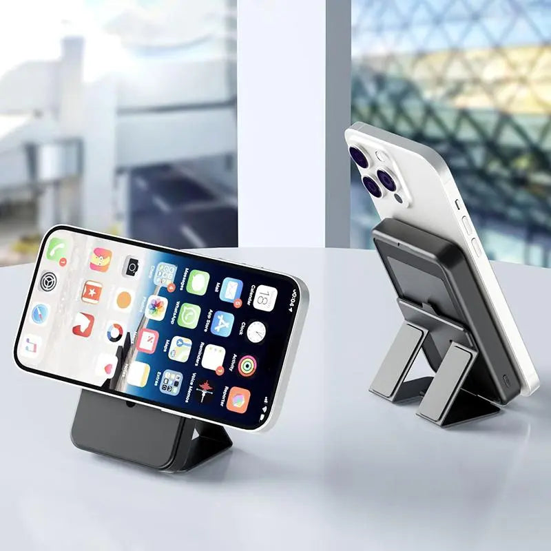 QJL 10000mAh Magnetic Power Bank - Foldable Wireless Portable Charger with LED Display, Fast Charging for iPhone 16/15/14/13/12 Pro/Pro Max/Plus, Compact Silicone Design