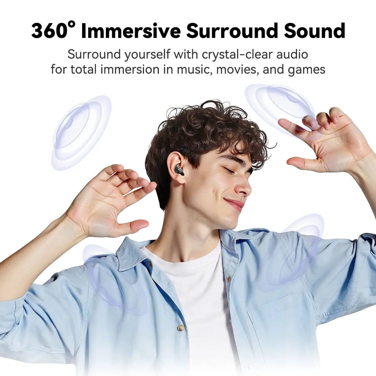 HTC NE76 Bluetooth 6.0 Wireless Sleep Earbuds with Noise Cancellation, Ergonomic Design for Side Sleepers, Ideal for Travel and Enhanced Sleep Quality