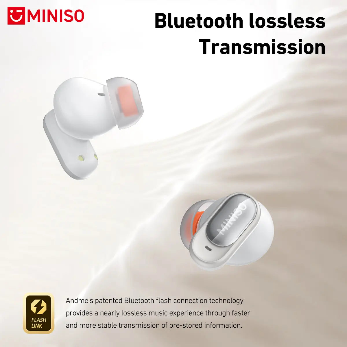 MINISO MS105 Wireless Bluetooth 6.0 Earbuds - Waterproof In-Ear Earphones with Built-in Microphone for Office, Sports, Study, and Gaming