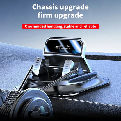 360-Degree Rotating Car Phone Holder for Dashboard Navigation, Adjustable for Horizontal and Vertical Screens, Suction Cup Non-Slip Design Compatible with iPhone and Android Devices