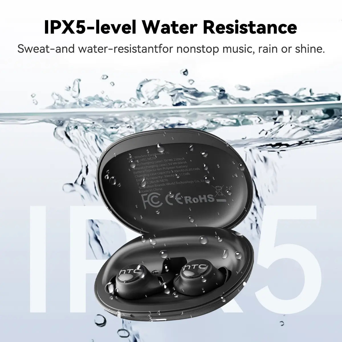 HTC NE76 Bluetooth 6.0 Wireless Sleep Earbuds with Noise Cancellation, Ergonomic Design for Side Sleepers, Ideal for Travel and Enhanced Sleep Quality
