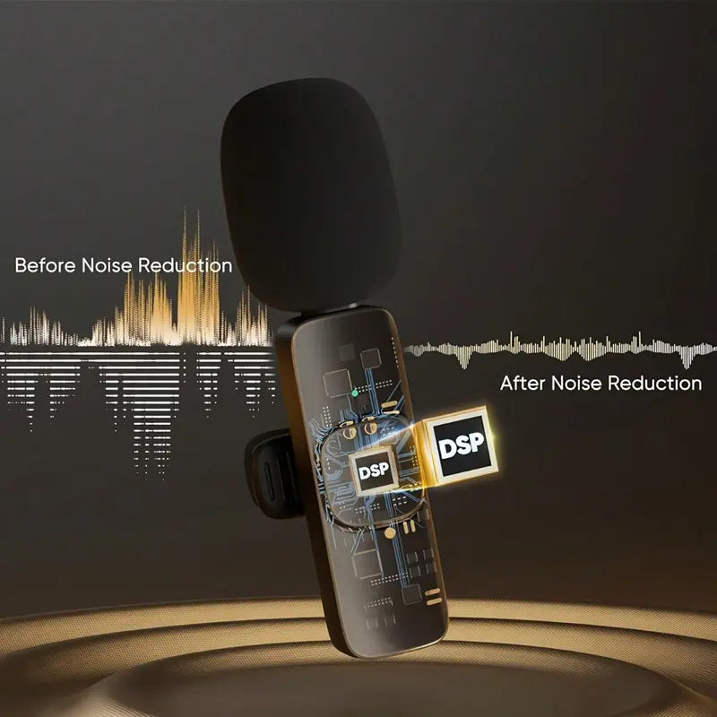 Professional Wireless Mini Microphone Set for iPhone/Smartphones - Dual Lapel Mics with Enhanced Audio Clarity for Video Recording, Interviews, and Vlogging - Noise Reduction and High-Quality Stereo Sound