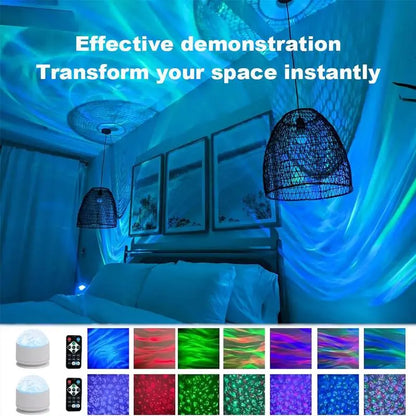 JEYUIN 16-Color Star Projector with Remote Control - Ocean Wave and 3D Water Ripple Effects for Bedroom Ambiance, Perfect for Romantic Lighting and Holiday Gifting