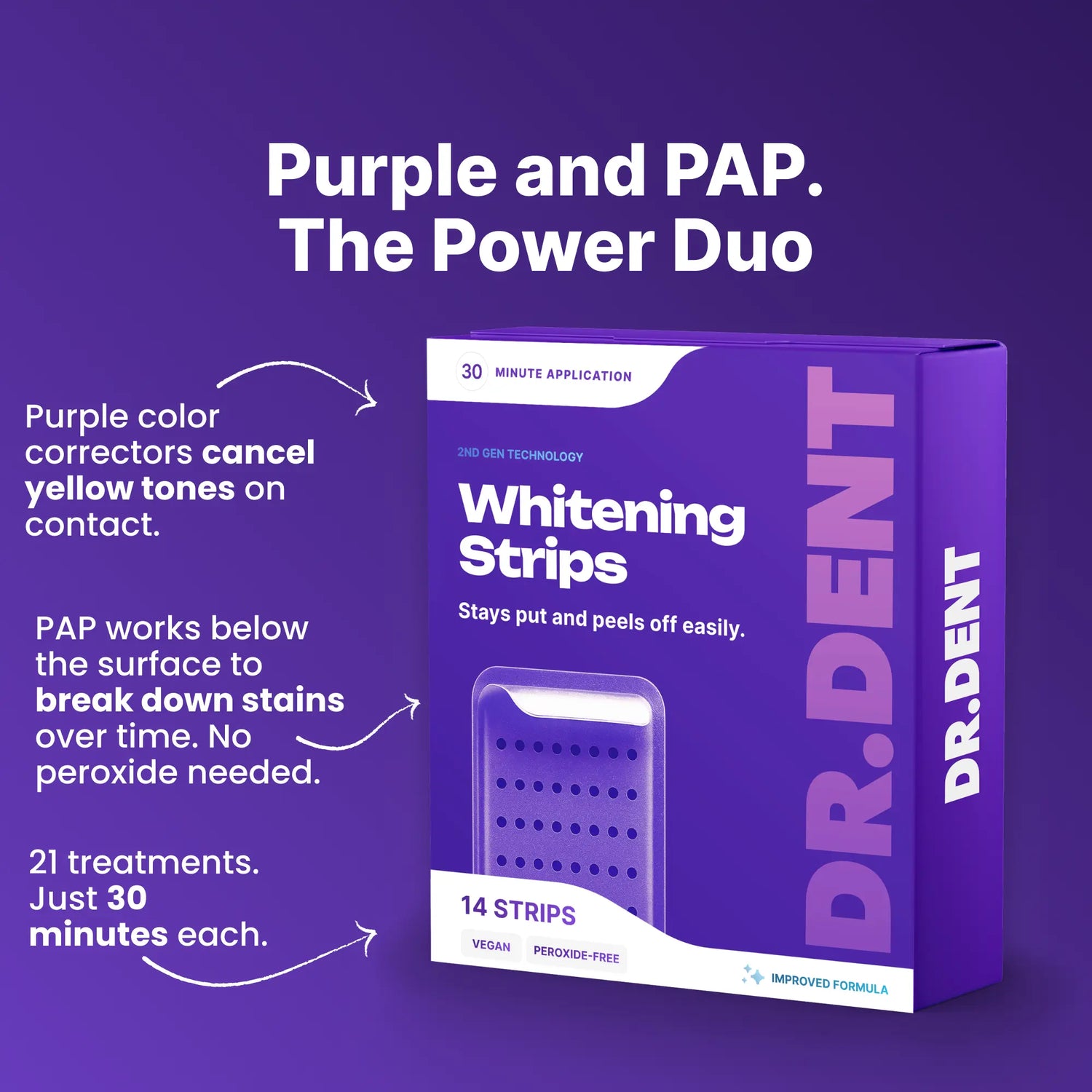 Purple Teeth Whitening Strips Peroxide Free
