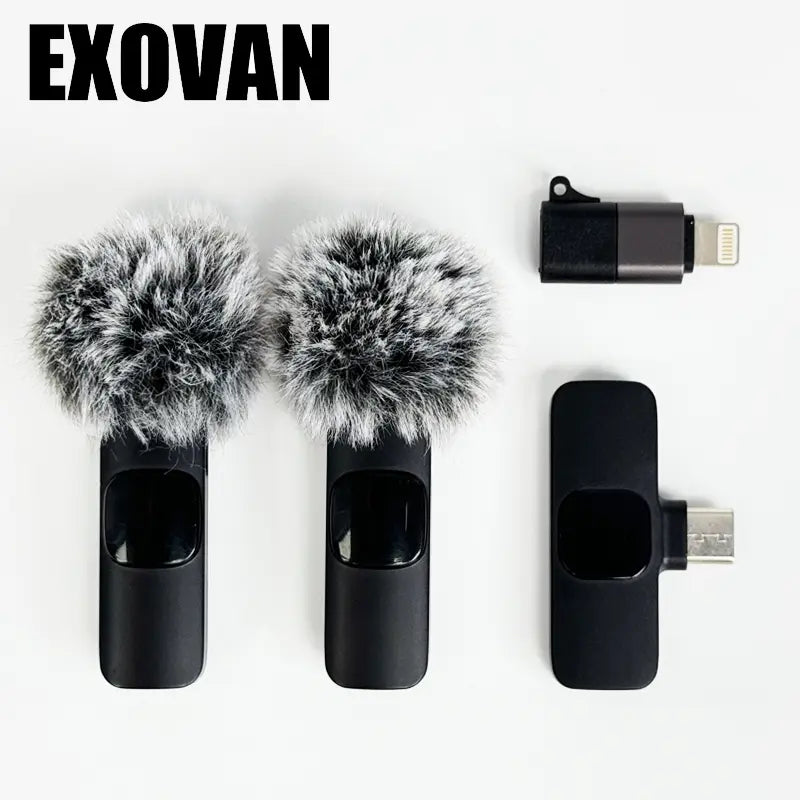 Professional Wireless Mini Microphone Set for iPhone/Smartphones - Dual Lapel Mics with Enhanced Audio Clarity for Video Recording, Interviews, and Vlogging - Noise Reduction and High-Quality Stereo Sound
