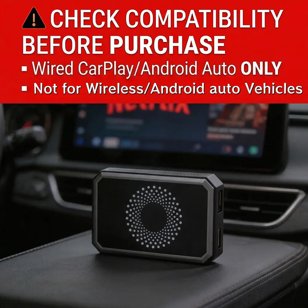 LAMTTO 2026 Wired CarPlay to Wireless Adapter - Integrated Android System for Streaming Services - Compatible Exclusively with Wired CarPlay/Aa Vehicles