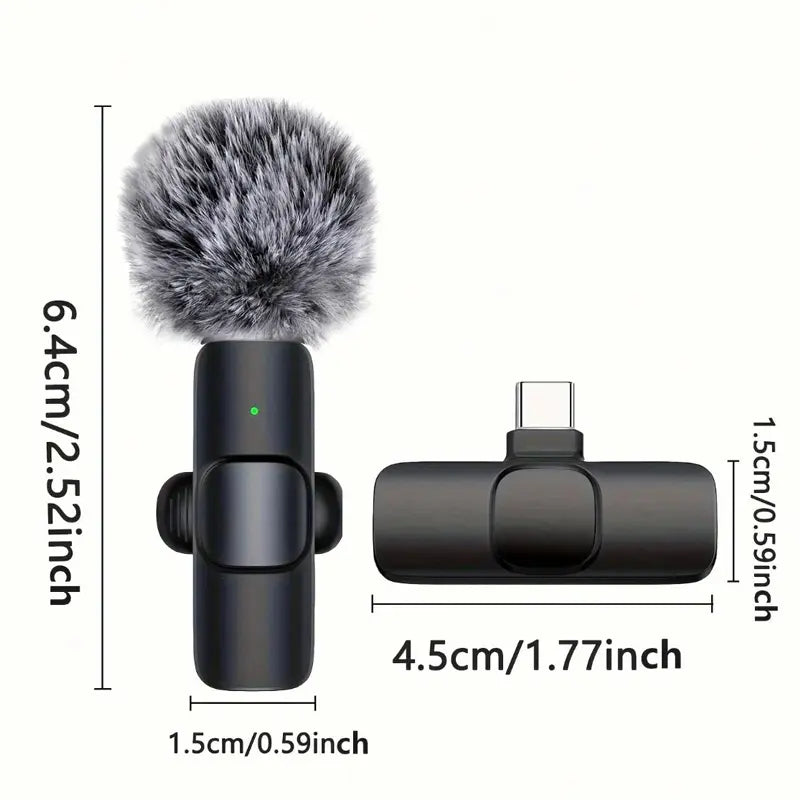 Professional Wireless Mini Microphone Set for iPhone/Smartphones - Dual Lapel Mics with Enhanced Audio Clarity for Video Recording, Interviews, and Vlogging - Noise Reduction and High-Quality Stereo Sound