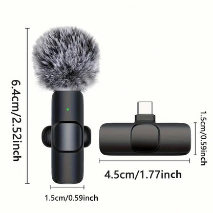 Professional Wireless Mini Microphone Set for iPhone/Smartphones - Dual Lapel Mics with Enhanced Audio Clarity for Video Recording, Interviews, and Vlogging - Noise Reduction and High-Quality Stereo Sound