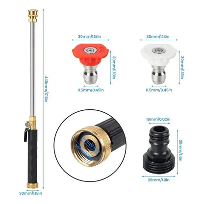 Jet Nozzle Power Washer for Garden Hose, Includes 2 High-Pressure Nozzles and Quick Connectors | Hydro Jet High Pressure Washer Tools for Car Wash, Patio, Driveway &amp; Outdoor Cleaning