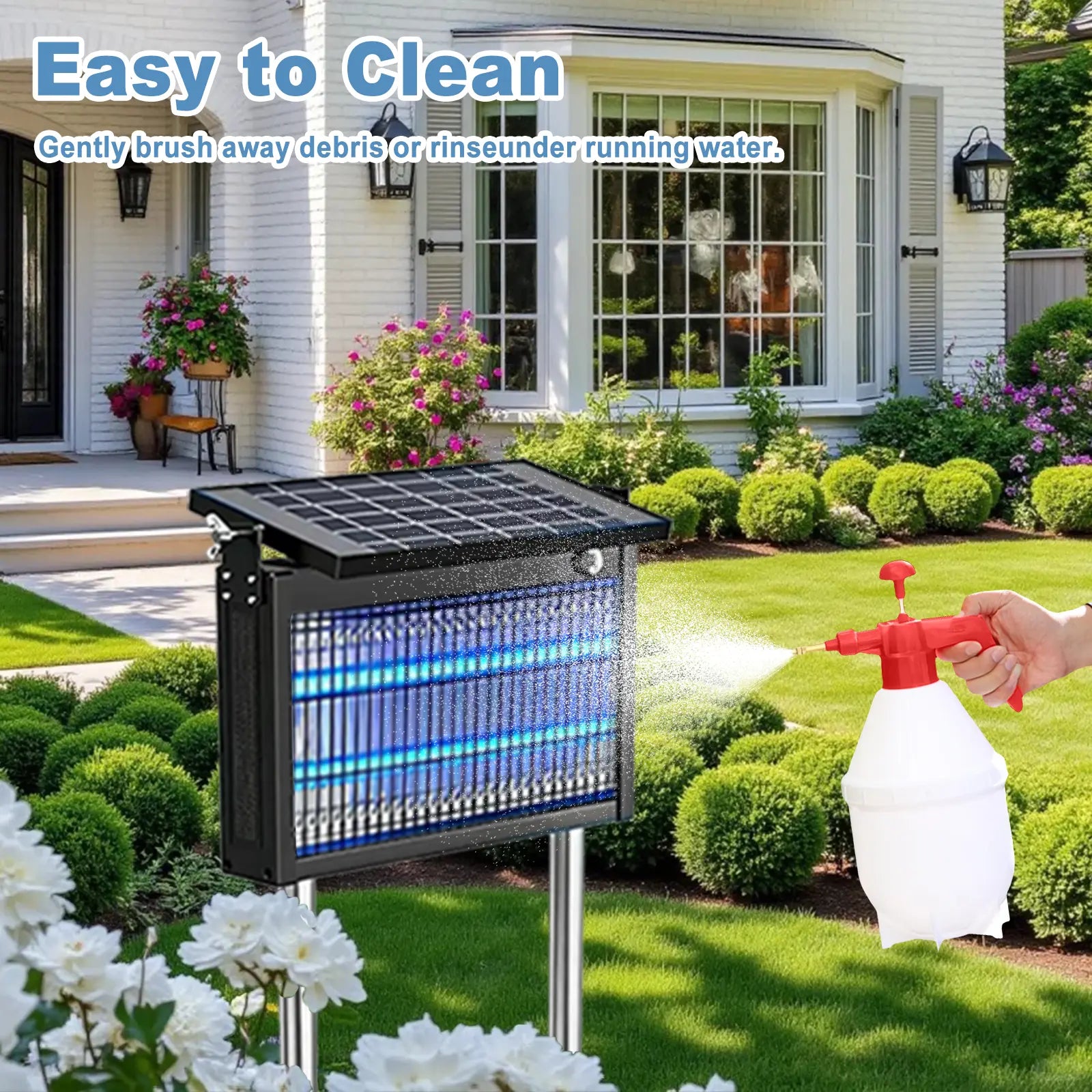 Gainstarx Solar-Powered Waterproof Electric Insect Zapper with Intelligent Light Sensor for Indoor and Outdoor Applications, Perfect for Patios, Backyards, Gardens, and Camping