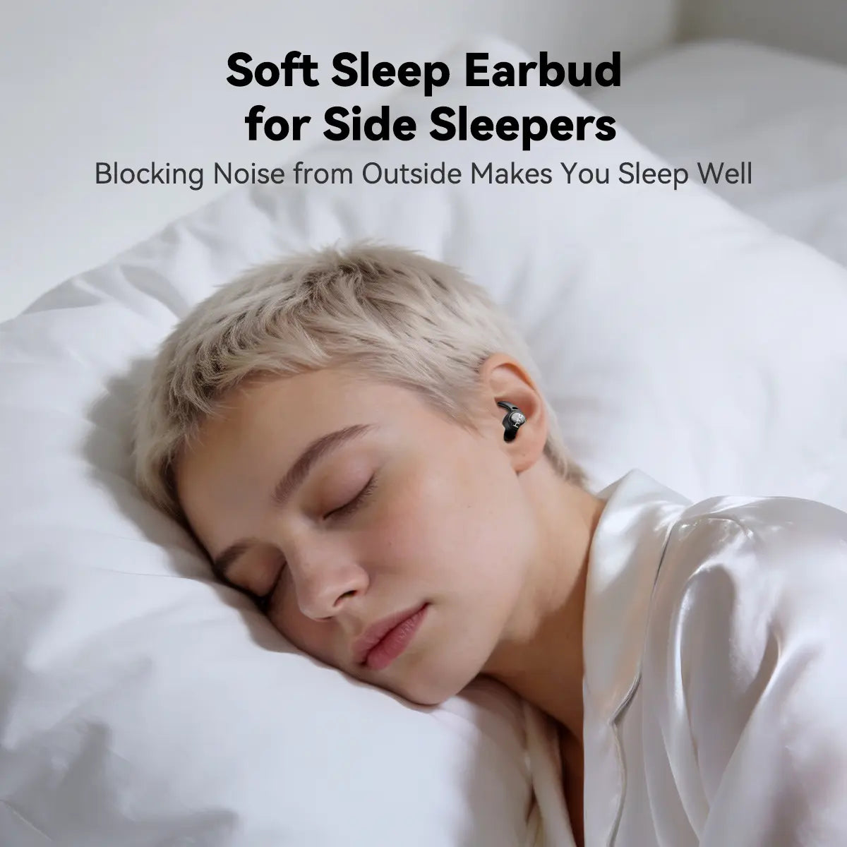 HTC NE76 Bluetooth 6.0 Wireless Sleep Earbuds with Noise Cancellation, Ergonomic Design for Side Sleepers, Ideal for Travel and Enhanced Sleep Quality