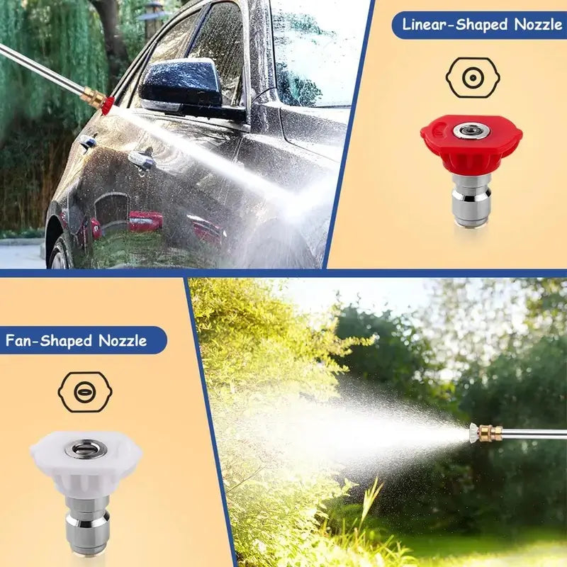 Jet Nozzle Power Washer for Garden Hose, Includes 2 High-Pressure Nozzles and Quick Connectors | Hydro Jet High Pressure Washer Tools for Car Wash, Patio, Driveway &amp; Outdoor Cleaning
