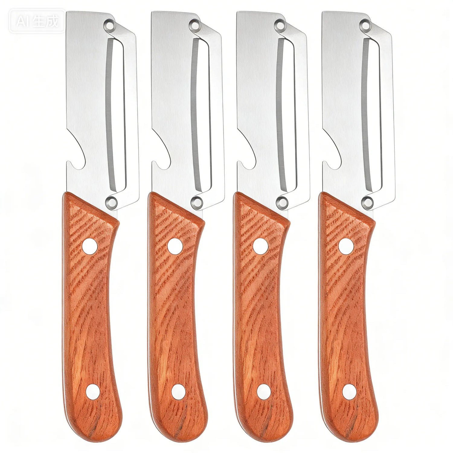 Elevate Your Kitchen Experience with the 2PCS 2-In-1 Fruit &amp; Veggie Peeler and Bottle Opener – Sharp Stainless Steel Blade and Ergonomic Non-Slip Wooden Handle for Effortless Peeling!