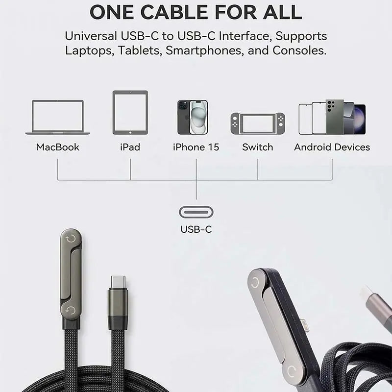 Invisible Charger Cable Holder with Stand - 240W Super Fast 2-in-1 Charging Cord & Phone Stand for Gaming, Office, and Travel - Compatible with Type-C - Black