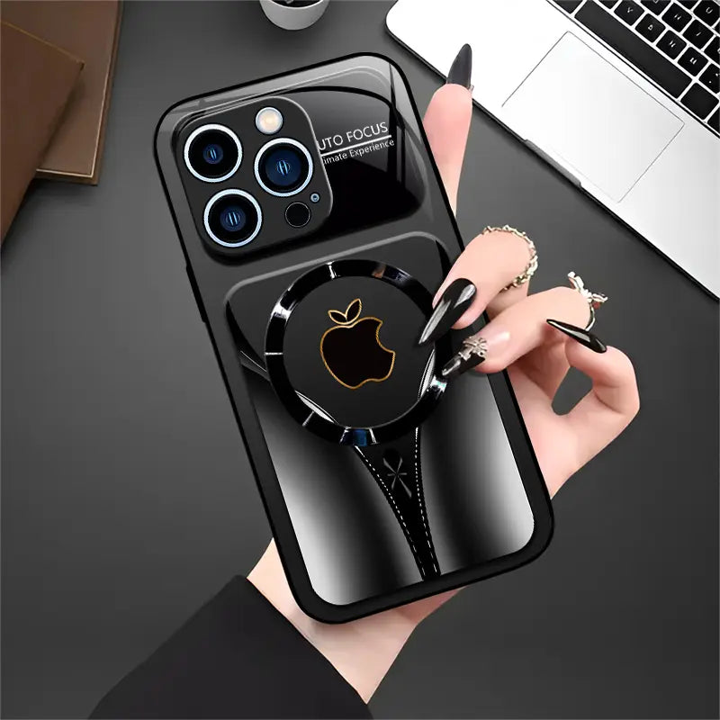 Luxury Flowing Light Aesthetic MagSafe Case - Anti-Scratch Magnetic Glass Cover for iPhone 11 to 17 Pro Max