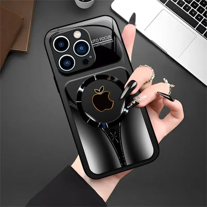Luxury Flowing Light Aesthetic MagSafe Case - Anti-Scratch Magnetic Glass Cover for iPhone 11 to 17 Pro Max