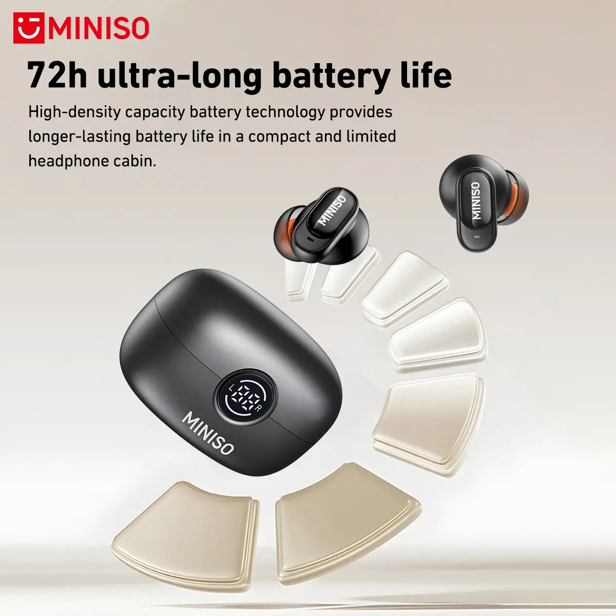 MINISO MS105 Wireless Bluetooth 6.0 Earbuds - Waterproof In-Ear Earphones with Built-in Microphone for Office, Sports, Study, and Gaming
