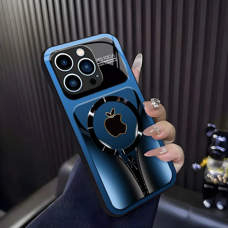 Luxury Flowing Light Aesthetic MagSafe Case - Anti-Scratch Magnetic Glass Cover for iPhone 11 to 17 Pro Max