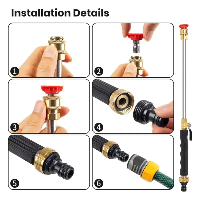 Jet Nozzle Power Washer for Garden Hose, Includes 2 High-Pressure Nozzles and Quick Connectors | Hydro Jet High Pressure Washer Tools for Car Wash, Patio, Driveway &amp; Outdoor Cleaning