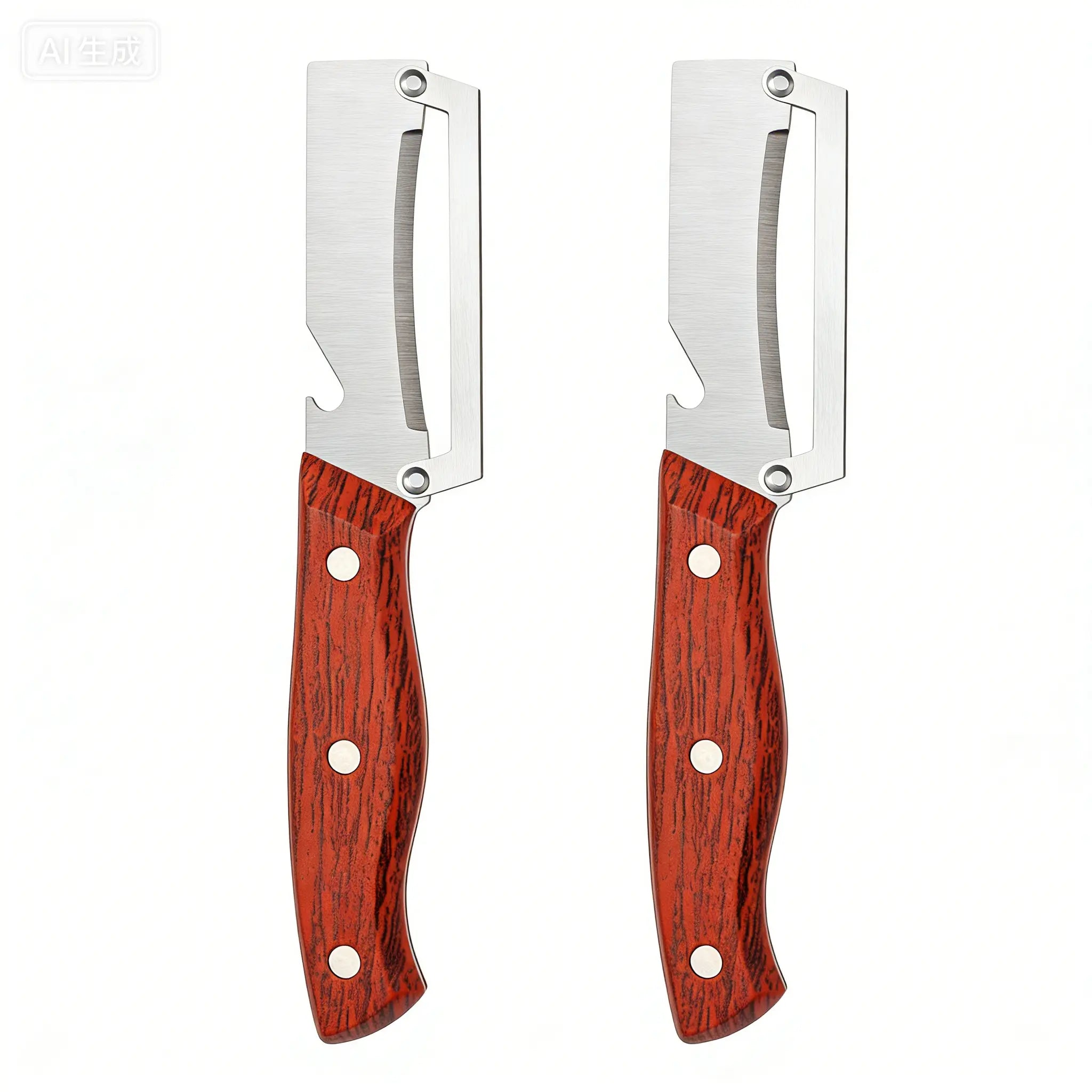 Elevate Your Kitchen Experience with the 2PCS 2-In-1 Fruit &amp; Veggie Peeler and Bottle Opener – Sharp Stainless Steel Blade and Ergonomic Non-Slip Wooden Handle for Effortless Peeling!