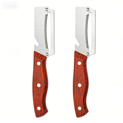 Elevate Your Kitchen Experience with the 2PCS 2-In-1 Fruit &amp; Veggie Peeler and Bottle Opener – Sharp Stainless Steel Blade and Ergonomic Non-Slip Wooden Handle for Effortless Peeling!