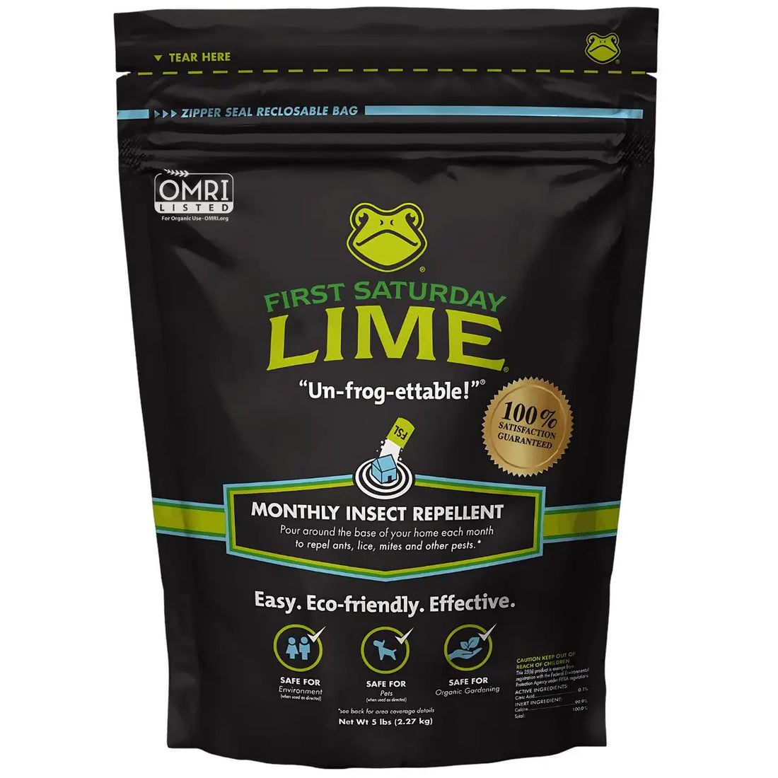 First Saturday Lime Insect Repellent - Versatile 5 or 20 LB Bag for Effective Insect Control in Gardens, Homes, and Barns