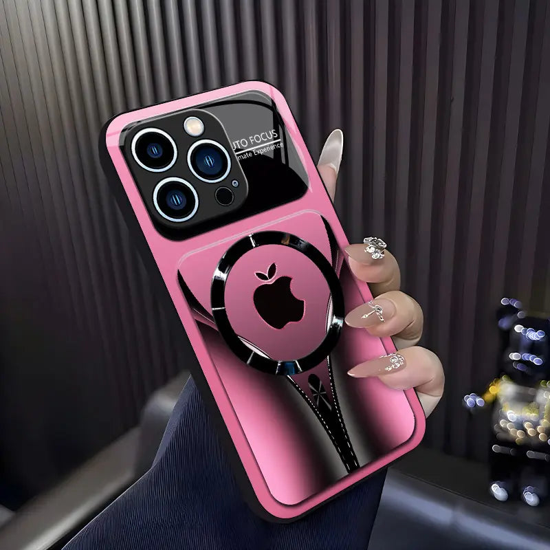 Luxury Flowing Light Aesthetic MagSafe Case - Anti-Scratch Magnetic Glass Cover for iPhone 11 to 17 Pro Max