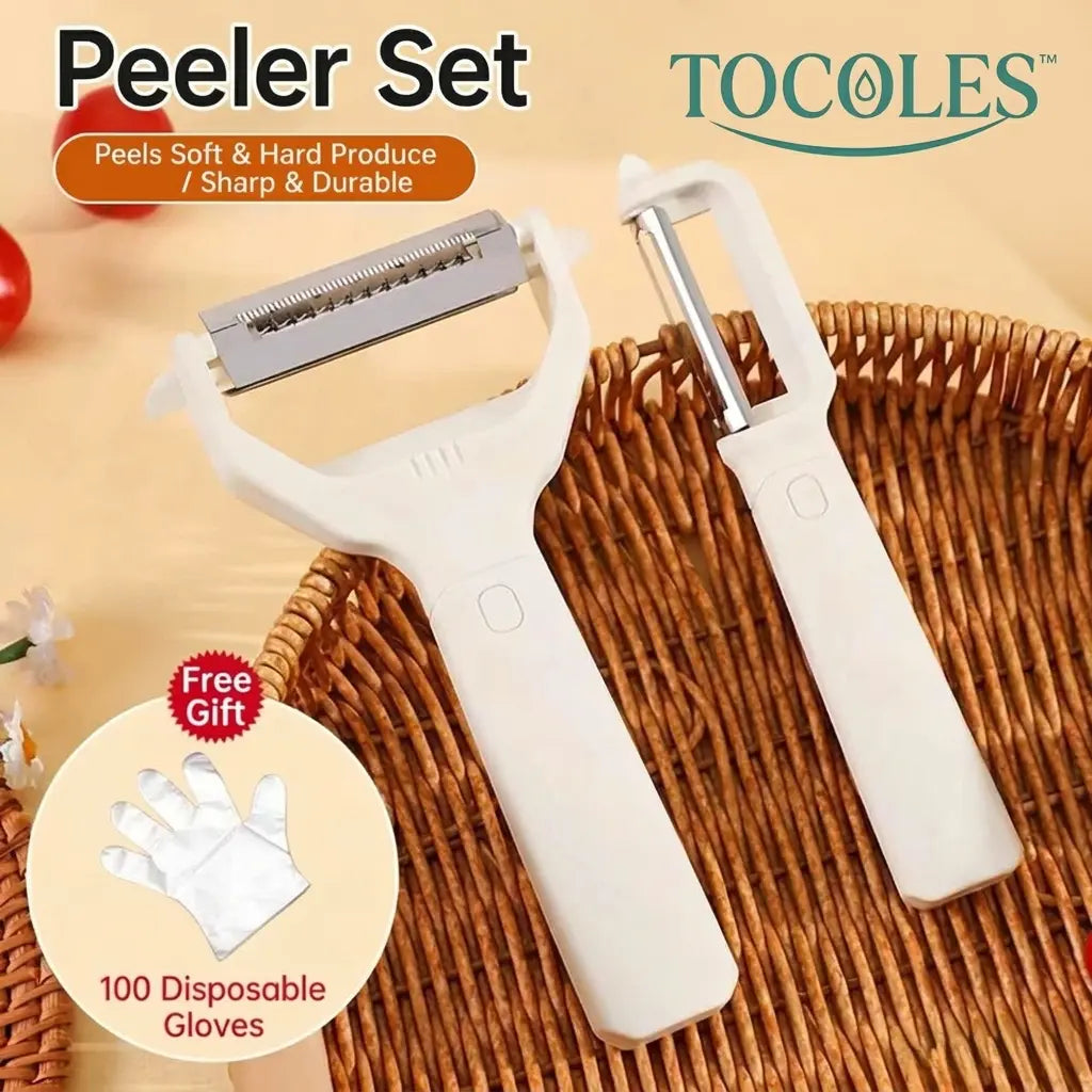 Elevate Your Kitchen Experience with the 2PCS 2-In-1 Fruit &amp; Veggie Peeler and Bottle Opener – Sharp Stainless Steel Blade and Ergonomic Non-Slip Wooden Handle for Effortless Peeling!
