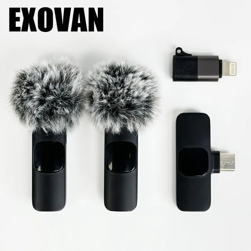Professional Wireless Mini Microphone Set for iPhone/Smartphones - Dual Lapel Mics with Enhanced Audio Clarity for Video Recording, Interviews, and Vlogging - Noise Reduction and High-Quality Stereo Sound