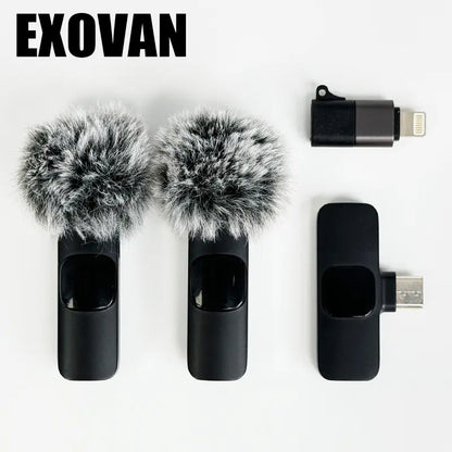 Professional Wireless Mini Microphone Set for iPhone/Smartphones - Dual Lapel Mics with Enhanced Audio Clarity for Video Recording, Interviews, and Vlogging - Noise Reduction and High-Quality Stereo Sound