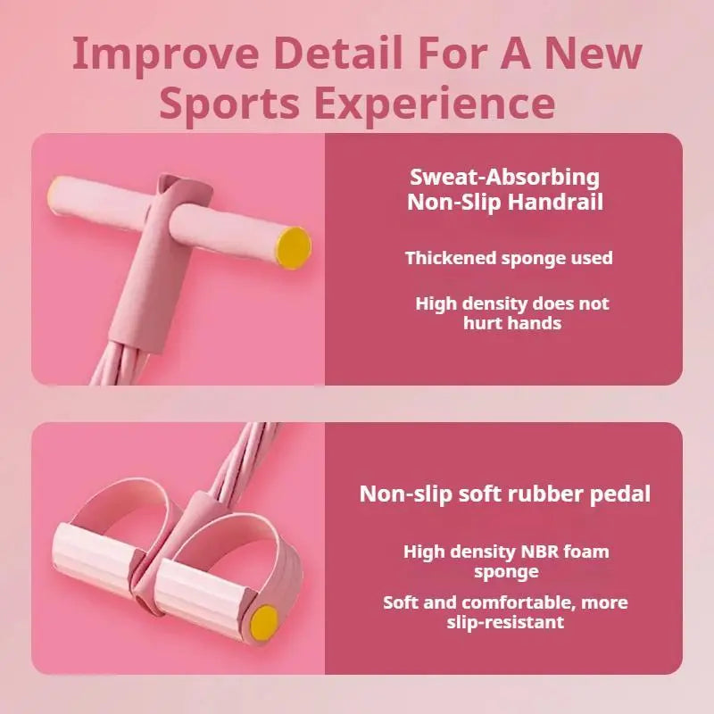 Heavy-Duty 6-Strand Abdominal Crunch Machine for Leg and Core Workouts – Sit-Up Assistant with Non-Slip Foot Pedal and Resistance Bands (Portable Home Gym Equipment)