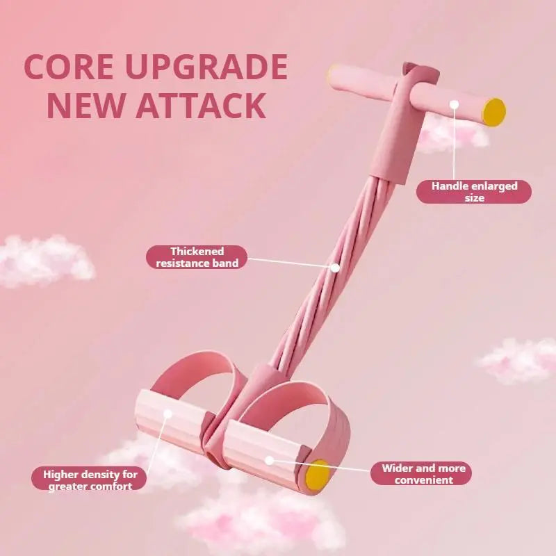 Heavy-Duty 6-Strand Abdominal Crunch Machine for Leg and Core Workouts – Sit-Up Assistant with Non-Slip Foot Pedal and Resistance Bands (Portable Home Gym Equipment)