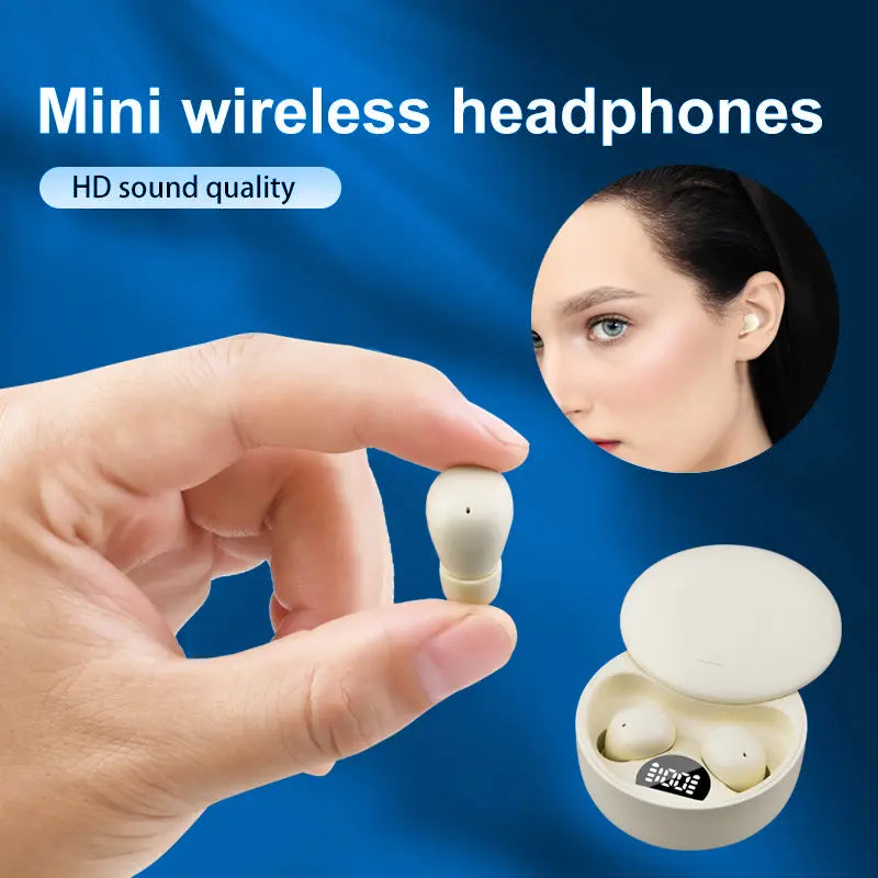 Mini Invisible Bluetooth 5.4 True Wireless In-Ear Earphones with Noise Cancellation for Sports and Gaming