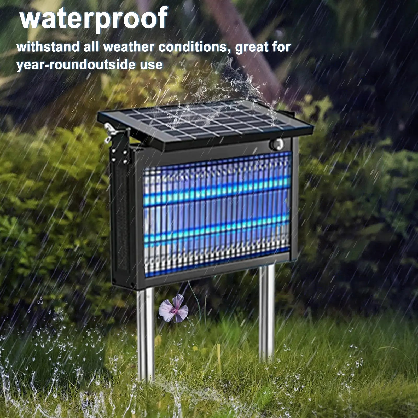 Gainstarx Solar-Powered Waterproof Electric Insect Zapper with Intelligent Light Sensor for Indoor and Outdoor Applications, Perfect for Patios, Backyards, Gardens, and Camping