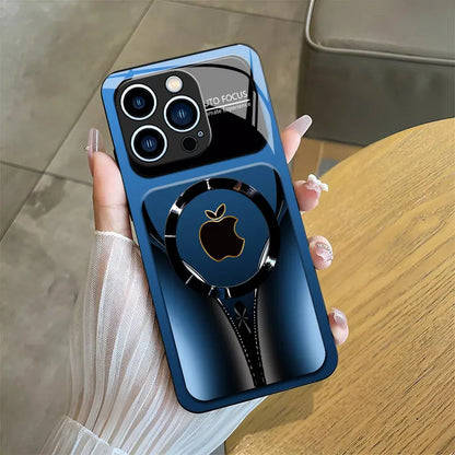 Luxury Flowing Light Aesthetic MagSafe Case - Anti-Scratch Magnetic Glass Cover for iPhone 11 to 17 Pro Max