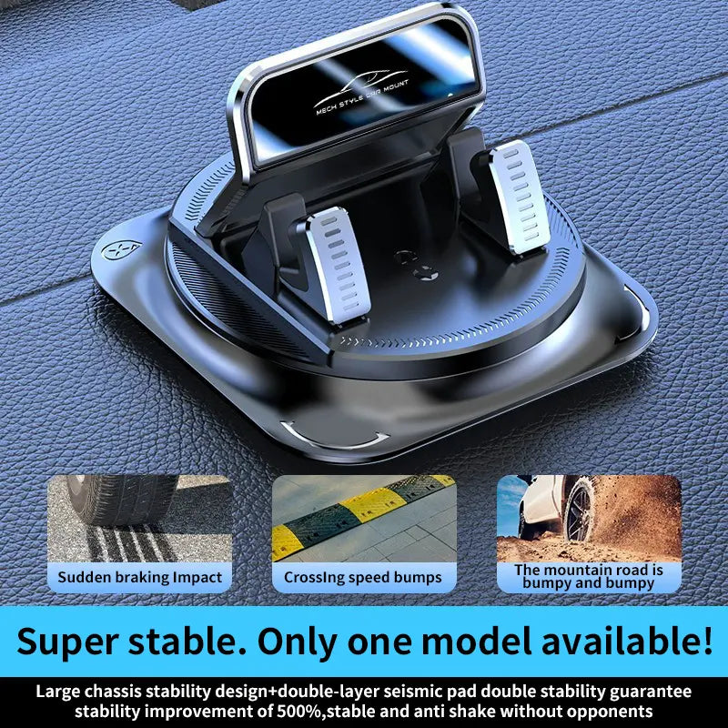 360-Degree Rotating Car Phone Holder for Dashboard Navigation, Adjustable for Horizontal and Vertical Screens, Suction Cup Non-Slip Design Compatible with iPhone and Android Devices