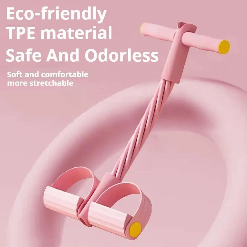 Heavy-Duty 6-Strand Abdominal Crunch Machine for Leg and Core Workouts – Sit-Up Assistant with Non-Slip Foot Pedal and Resistance Bands (Portable Home Gym Equipment)