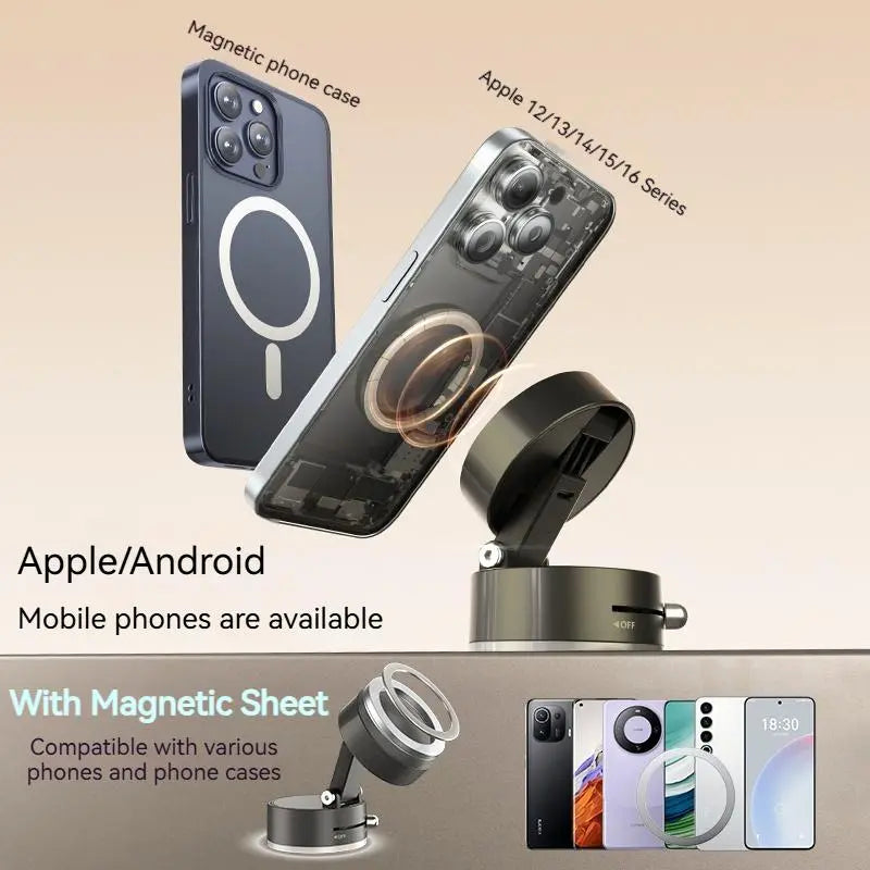 Joytutus 360° Rotatable Universal Car Phone Holder with Powerful Suction for Apple &amp; Android Devices - Ideal for GPS Navigation and Hands-Free Calling, Compact Design