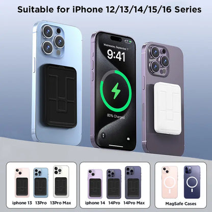 2026 US Spring Glow Up Campaign 10,000mAh Magnetic Wireless Portable Charger with USB-C Cable, LED Display, and Foldable Design for iPhone 17/16/15/14/13/12/Pro/Pro Max - Compact Silicone Black Battery Pack