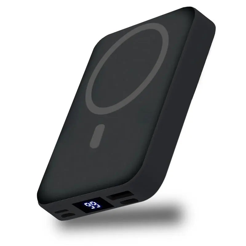 QJL 10000mAh Magnetic Power Bank - Foldable Wireless Portable Charger with LED Display, Fast Charging for iPhone 16/15/14/13/12 Pro/Pro Max/Plus, Compact Silicone Design