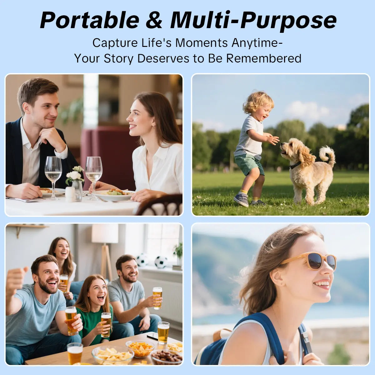 W&amp;O Portable 2.5K Ultra HD Video Recorder with 180° Rotating Lens and Handheld Stabilizer for Vlogging and Travel, USB Rechargeable, Durable Camcorder in Black