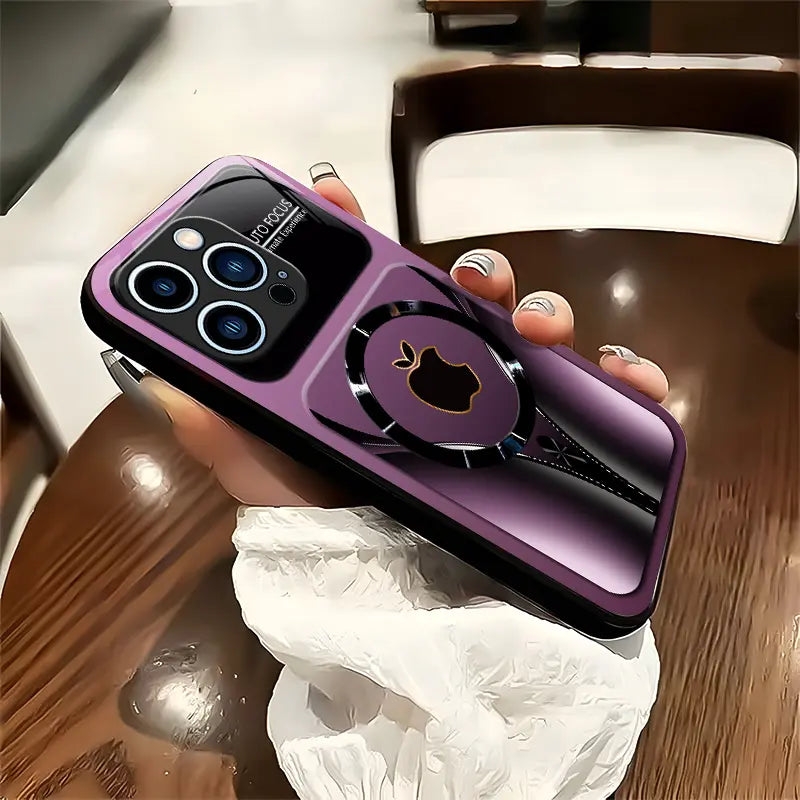 Luxury Flowing Light Aesthetic MagSafe Case - Anti-Scratch Magnetic Glass Cover for iPhone 11 to 17 Pro Max