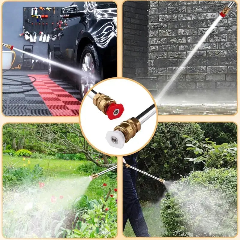 Jet Nozzle Power Washer for Garden Hose, Includes 2 High-Pressure Nozzles and Quick Connectors | Hydro Jet High Pressure Washer Tools for Car Wash, Patio, Driveway &amp; Outdoor Cleaning