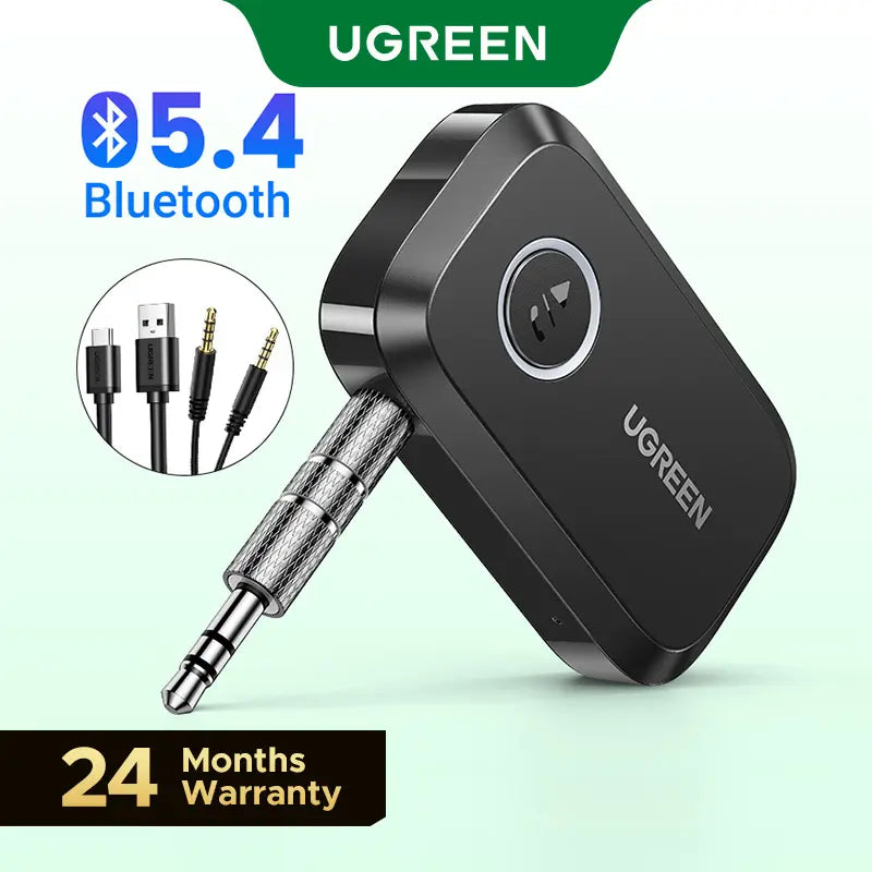UGREEN 5.4 Bluetooth Aux Adapter for Car - Wireless FM Transmitter and 3.5mm Audio Receiver for Home Stereo and Wired Speakers, 15-Hour Battery Life, Automotive Accessories