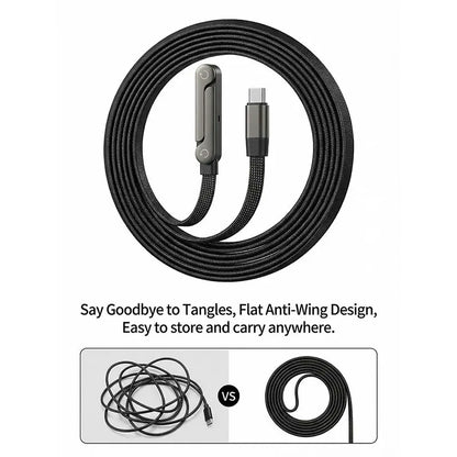 Invisible Charger Cable Holder with Stand - 240W Super Fast 2-in-1 Charging Cord &amp; Phone Stand for Gaming, Office, and Travel - Compatible with Type-C - Black