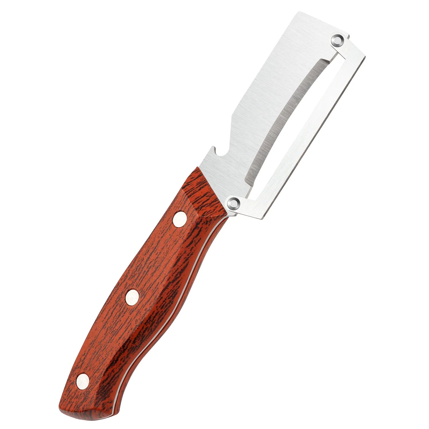 Elevate Your Kitchen Experience with the 2PCS 2-In-1 Fruit &amp; Veggie Peeler and Bottle Opener – Sharp Stainless Steel Blade and Ergonomic Non-Slip Wooden Handle for Effortless Peeling!