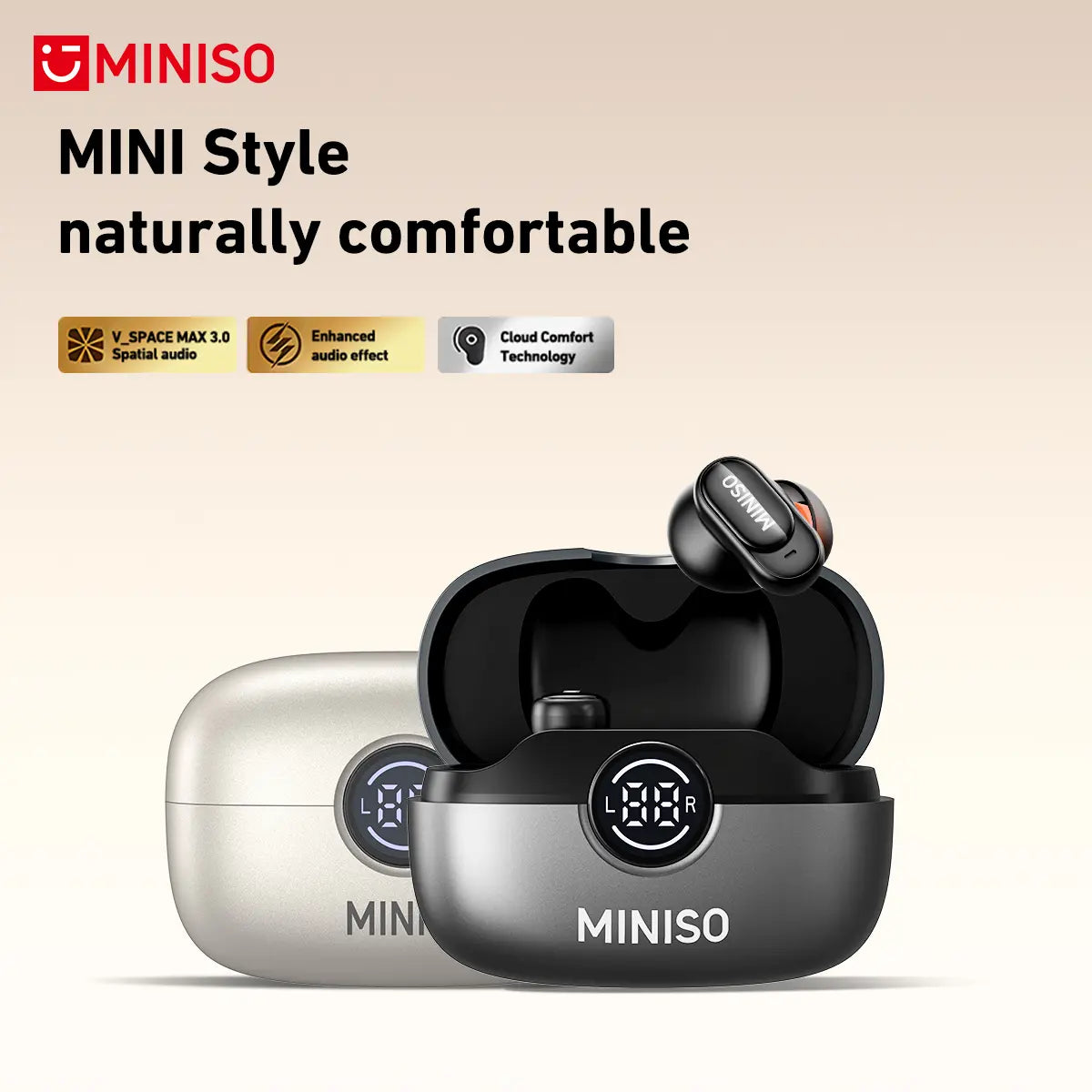 MINISO MS105 Wireless Bluetooth 6.0 Earbuds - Waterproof In-Ear Earphones with Built-in Microphone for Office, Sports, Study, and Gaming