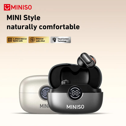 MINISO MS105 Wireless Bluetooth 6.0 Earbuds - Waterproof In-Ear Earphones with Built-in Microphone for Office, Sports, Study, and Gaming