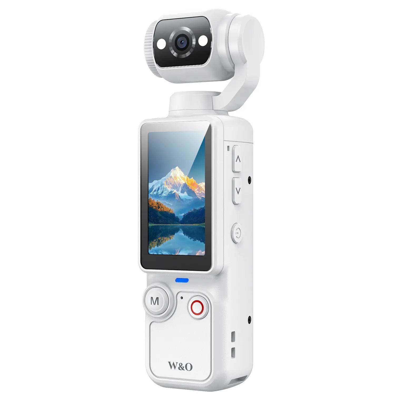 W&amp;O Portable 2.5K Ultra HD Video Recorder with 180° Rotating Lens and Handheld Stabilizer for Vlogging and Travel, USB Rechargeable, Durable Camcorder in Black