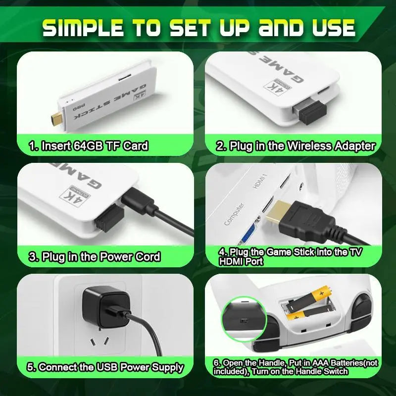 Retro Gaming Console with 40,000 Classic Games, 128GB Storage, 4K HDMI Output, and Dual Wireless Controllers - Perfect Nostalgic Gift for All Ages